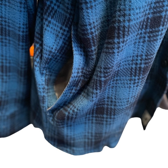 Authentic Wrangler Blue Black Plaid Fleece Button Up Long Sleeve Flannel Shirt - Picture 5 of 8